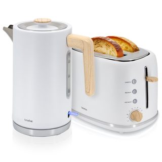 Nordic Ensemble Grille Pain 2 Fentes Larges, Bouilloire Électrique 1,7l Sans Bpa Briebe Skt1167wht Blanc 2200w