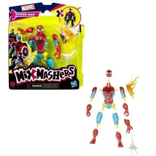 Mixmashers Marvel Spider-man, Figurine Spider-man A Mélanger Et Combiner Avec Accessoires