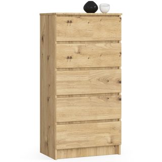 Commode Akord K60 Chêne Artisan 60 Cm 5 Tiroirs Façade Chêne Artisan 60x40x121 Cm