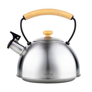 Bouilloire À Induction Théière Sifflet 2,3l Acier Inox. Retro, Poignée En Bois Briebe Wooden Inox