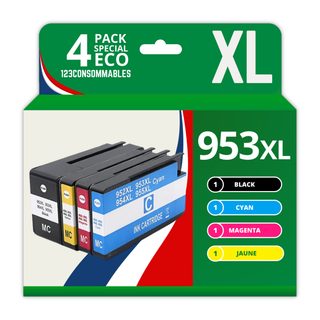 123consommables - 953xl - Pack De 4 Cartouches D'encre Compatibles Avec Hp Officejet Pro 8715 8710,