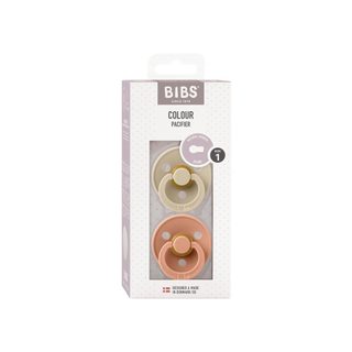 Tétines Bébé Bibs Natural Caoutchouc Naturel Lot De 2 Vanilla Peach Taille 1 (0-6 Mois)