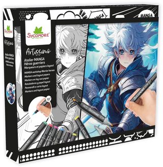 Kit Créatif Manga Artissimo Sycomore Héros Guerriers 10 Feuilles + 10 Marqueurs À Alcool