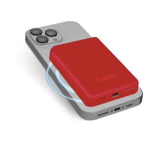 Sbs Tebb5000mag1cr Banque D'alimentation Électrique Lithium Polymère (lipo) 5000 Mah Recharge Sans Fil Rouge