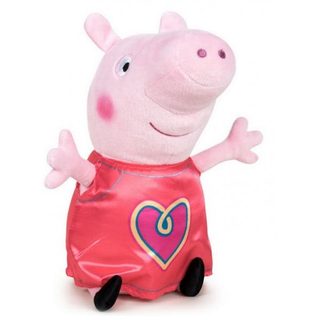 Peluche Peppa Pig Tenue Coeur 31 Cm - Doudou Licence Peppa Le Cochon