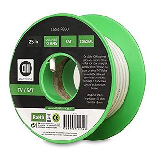 Bobine De Câble Coaxial 25 M Blanc Diamètre 6mm
