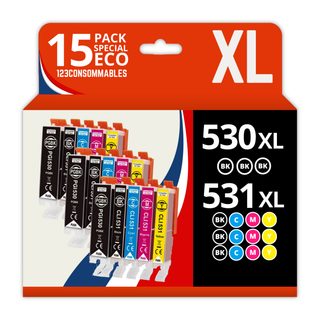 123consommables - Pgi530 - Cli531 - Cartouche D'encre Compatible Avec Canon Pgi-530 / Cli-531 Multip