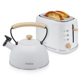 Nordic Ensemble Grille Pain 2 Fentes Larges, Bouilloire Sifflante Induction 2,3l Briebe Skt1177wht Blanc 870w