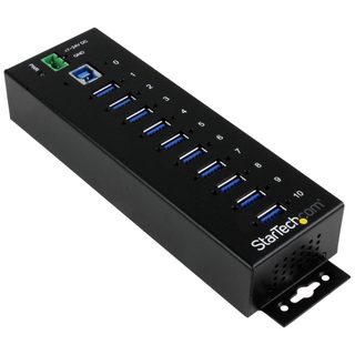 Startech.com Concentrateur Usb 3.0 10 Ports - 5gbps - Concentrateur Usb-a Industriel En Métal Avec Protection Contre Le