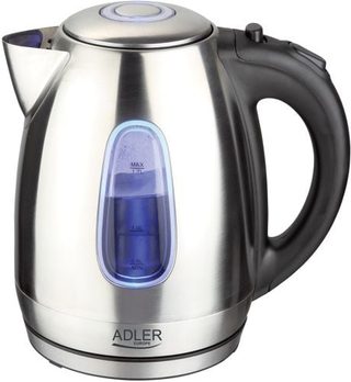 Adler Ad1223 Bouilloire 1,7 L 2000 W Noir, Acier Inoxydable