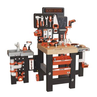 Atelier Enfant Smoby Black+decker Mega Center 100 Accessoires Bois Plastique Orange Noir Gris