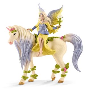 Fée Sera Avec Figurine Licorne Aux Fleurs - Fée Sirene Magique Et Fantastique Et Jouet Licorne