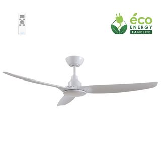 Fanelite - Ventilateur De Plafond 132 Cm Blanc Fandc52ln - Moteur Dc 18w - Led 20w 3 Couleurs - Télécommande - Silencieux