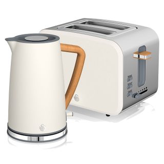 Set Petit-déjeuner Bouilloire Sans Fil 1,7 L Grille-pain 2 Nordic Vert Swan Stp2090whtneu Blanc 2200w