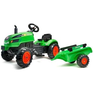Falk - Tracteur A Pédales X Tractor Vert Avec Capot Ouvrant Et Remorque Inclus