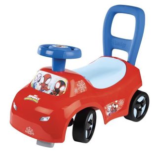 Porteur Auto Enfant 2 En 1 Spidey Coffre Sous La Selle + Klaxon Des 10 Mois Fabrication Française