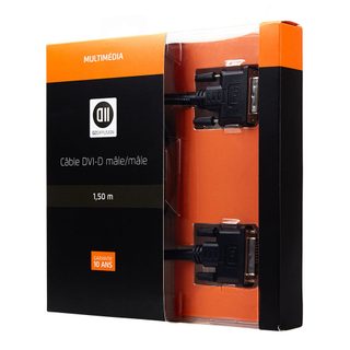 Câble Dvi/dvi Mâle/mâle 1.50m Signal Dual Link (meilleure Réso) Noir - Dvi-d 24+1