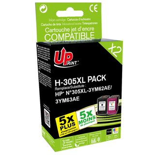Pack Uprint Compatible Hp 305 Xl Noir Et Couleur