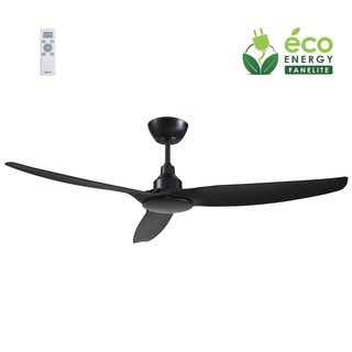 Fanelite - Ventilateur De Plafond 132 Cm Noir Fandc52n-bk - Moteur Dc 18w - 3 Pales - Sans Lumière - Silencieux