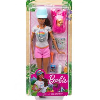 Coffret Barbie Randonnée Avec Sac À Dos Et Chien - 10 Pièces - Poupée Mannequin Vacance Et Loisir - Mattel Hnc39