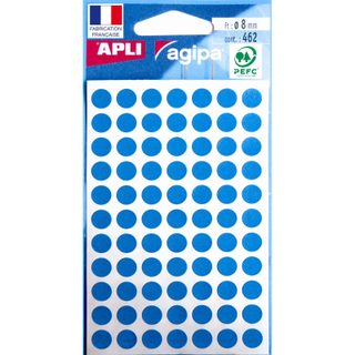 Pochette De 462 Pastilles Bleues - 8 Mm - Adhésif Permanent - Écriture Manuelle