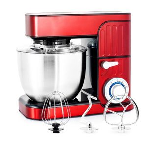 Kitchencook - Robot Pâtissier Antara_inox_red - 1300 W 5,5 L - Kit Pâtisserie