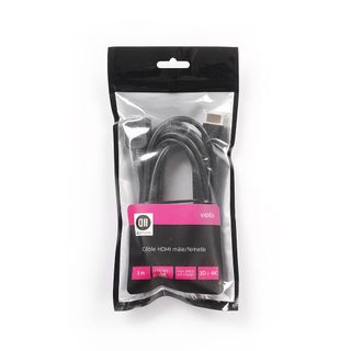 Rallonge Hdmi Mâle/femelle 3m Noir, Plaqué Or, 4k, Awg 30 Vendu En Sachet