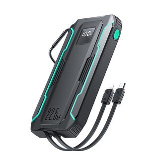 Batterie Externe D'extérieur 10 000 Mah Avec Câbles Usb-c Et Lightning Intégrés, Noir