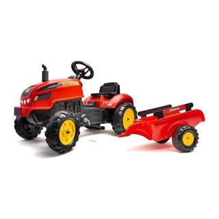 Falk - 2046ab - Tracteur A Pedales X Tractor Rouge Avec Capot Ouvrant Et Remorque Inclus