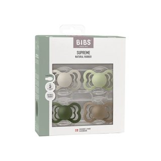Tétines Bibs Supreme Taille 2 Symétrique Caoutchouc Naturel Lot 4 Sable Sauge
