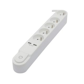 Bloc Multiprise 5 Prises 16 A Avec Interrupteur, 2 Ports Usb Et Câble 3 M Ho5vv-f 3x1,5 Mm² Noir