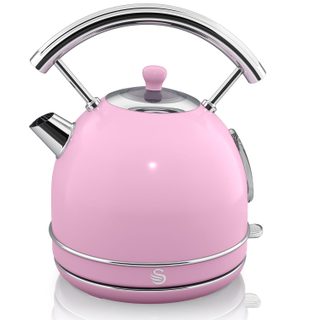 Retro Bouilloire, 1,8 L, Acier Inoxydable Sans Bpa, Résistance Cachée, Sans Fil Swan Sk14630pneu Rose 3000w