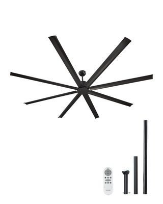 Vevor Ventilateur Plafond Sans Lumière 243 Cm, 8 Pales Alu, Télécommande. Moteur Cc, Noir.