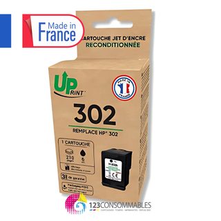 Uprint Cartouche D'encre Remanufacturée Hp 302 Noire – Remplace F6u66ae – Fabriquée En France
