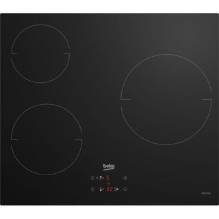 Table De Cuisson Vitrocéramique Noire 60 Cm Beko 3 Zones Commandes Tactiles Hic63400