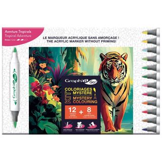 Kit De Coloriage Mystère Aventure Tropicale Acrylique Multicolore 31 X 21 X 1,5 Cm Graph'it Go