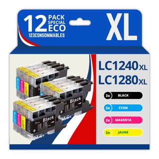 123consommables - Lc1220/lc1240/lc1280 - Cartouches Encre Compatible Avec Brother Dcp-j725dw Dcp-j92