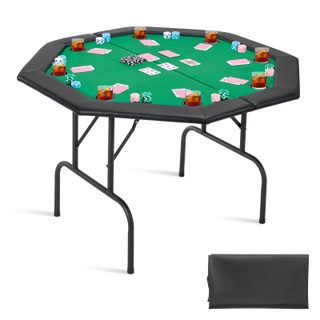 Vevor Table De Poker Octogonale Pliable 126 Cm Pour 8 Joueurs Casino Blackjack