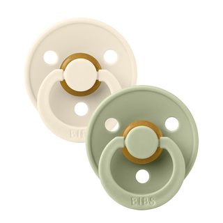 Sucette Bibs Colour Taille 1 0-6 Mois Ivoire/sauge Collerette Pp Tétine Latex