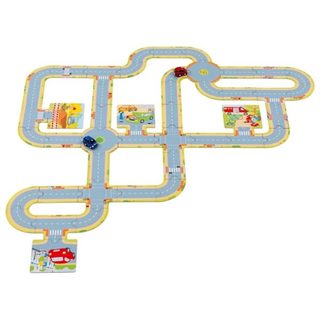 Goki Puzzle De Sol Routes Avec 2 Véhicules - Jouet En Carton