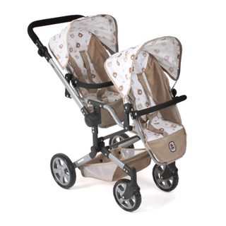 Poussette De Poupée Linus Duo Beige Avec Oursons