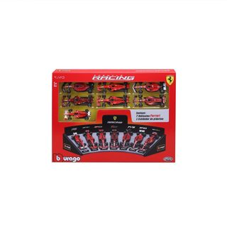 Pack 7 Voitures Ferrari Formule 1 1:43 Métal Rouge L48,5xp8xh35,5 Cm Bburago