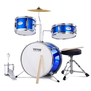 Vevor Ensemble De Batterie Pour Enfants Débutants 3pcs 355 Mm Avec Siège Bleu