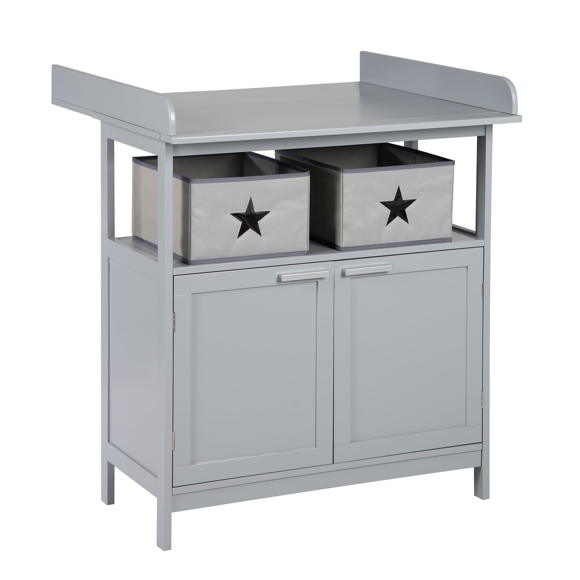 Commode À Langer Hamburg – 2 Portes + 2 Boîtes – Gris