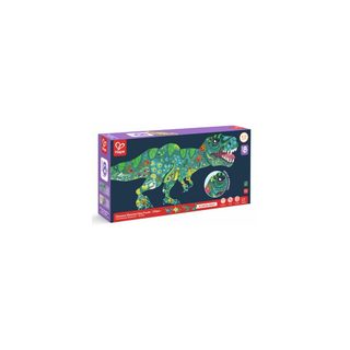 Puzzle De Sol Dinosaure T-rex 200 Pièces Carton Bleu 100 X 58 Cm Hape