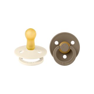 Suce Bébé Bibs Taille 2 Caoutchouc Naturel Garde Ronde Lot 2 Ivoire Chêne Foncé