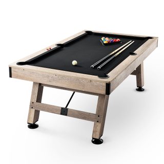 Vevor Table Billard 213.4cm Pieds Réglables, Kit Complet Accessoires, Couleur Bois/tissu Noir, Pour Maison/club.