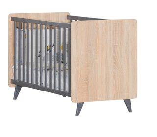 Lit Bébé Sauthon Côme 60x120 Chêne Doré Gris Ombré Bois