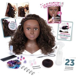 Tete A Coiffer Cheveux Afro Facile A Coiffer 23 Accessoires Réalistes Levres Thermosensibles Trappe De Rangeme