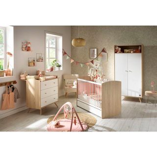 Sauthon Pack chambre bebe Access Blanc Bois 3 pieces lit 120x60 cm